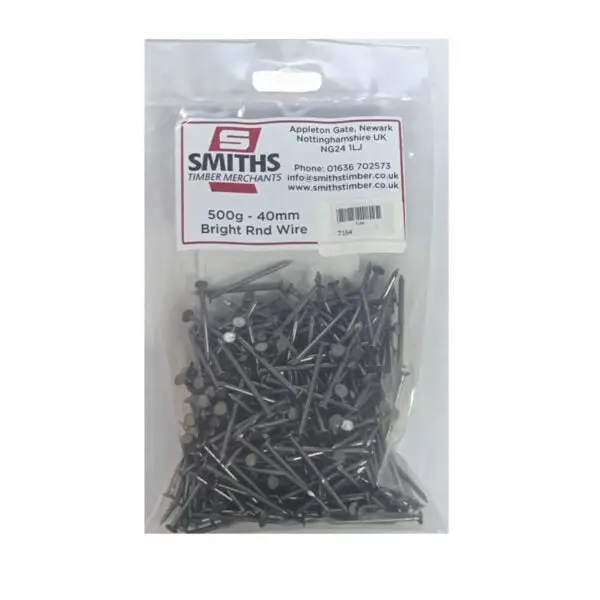 40MM (11/2") BIRGHT ROUND HEAD NAILS 500G PACK - Image 2