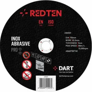 DART RED TEN SS INOX 115MM ABRASIVE DISC 10 PACK